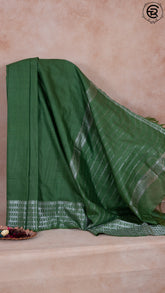 Green With Silver Zari Banarasi Warm Silk Saree